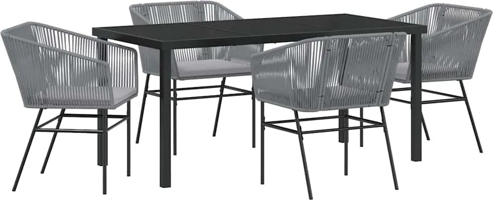 vidaXL Kert étkező szett párnával 5 pcs Szürke Porszórt acél