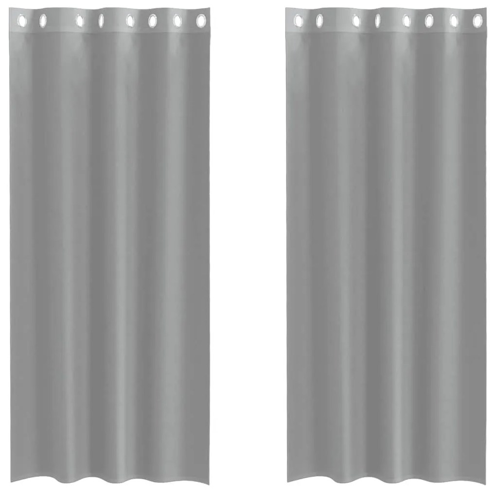 2 db világosszürke fátyolfüggönyök rojtokkal 140x225 cm