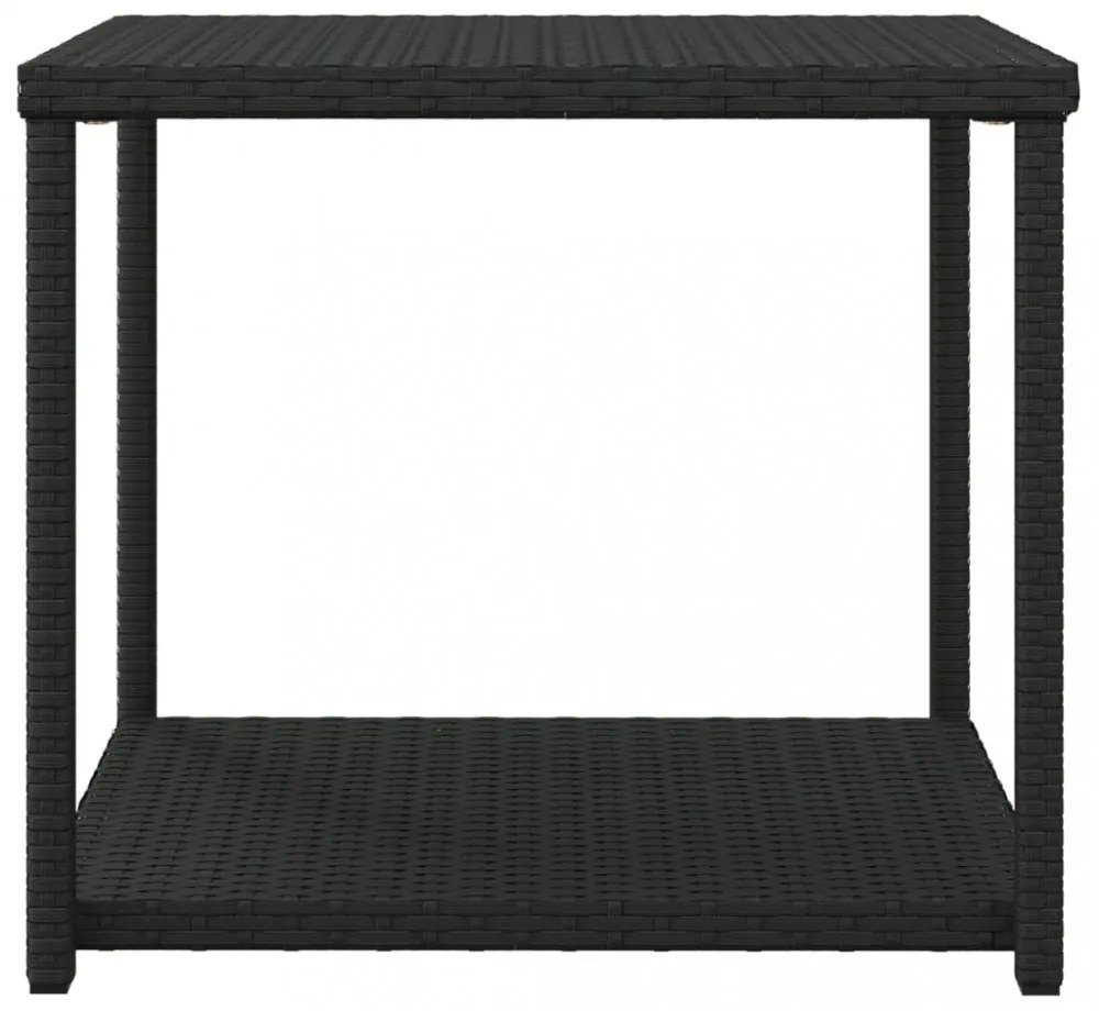 fekete polyrattan kisasztal 55 x 45 x 49 cm