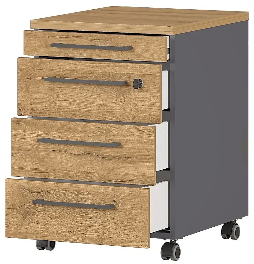 Antracitszürke-natúr színű szekrény tölgyfa dekorral 42x61 cm Agenda – Germania