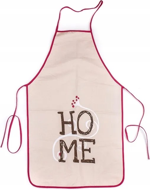 Konyhai pamut kötény Home bézs-bordó 50x76