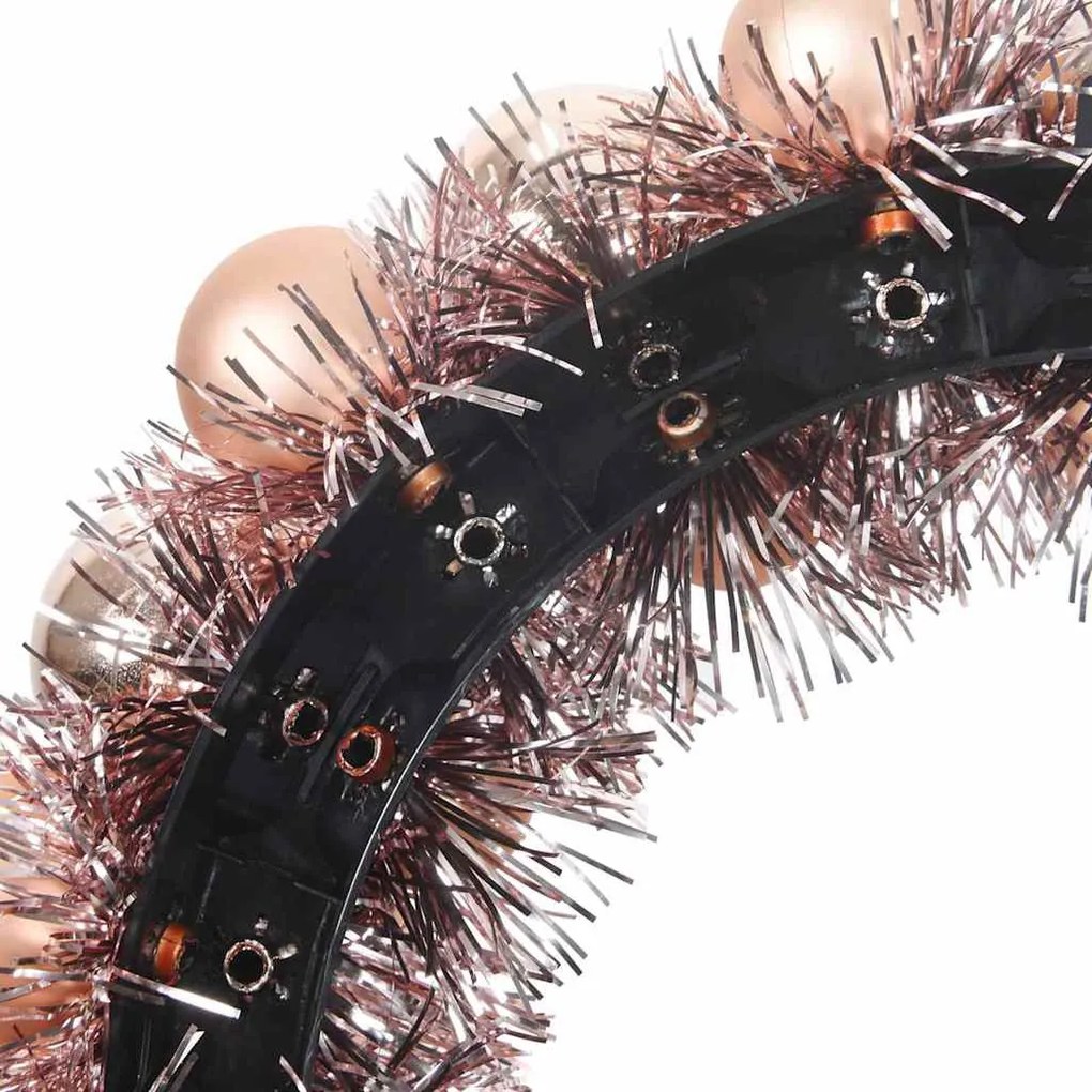 Karácsonyi labda koszorúk 2 pcs Rózsaarany 33 x 33 x 7 cm