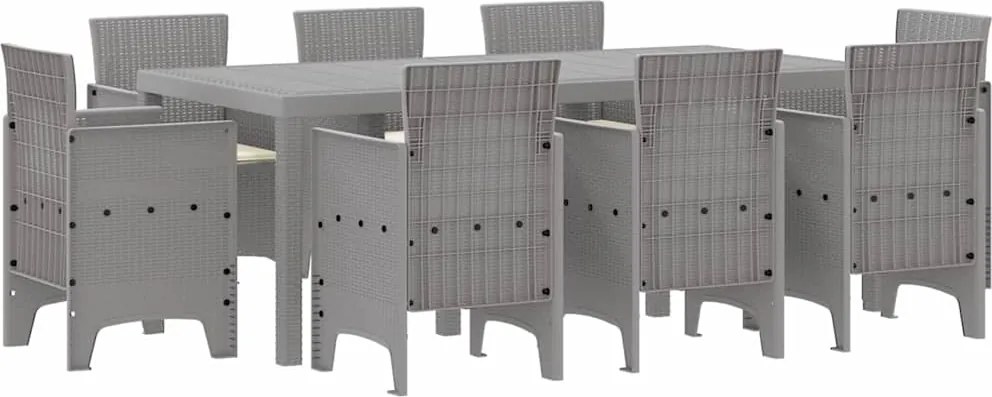vidaXL Kert étkező szett 9 pcs Világosszürke Polipropilén