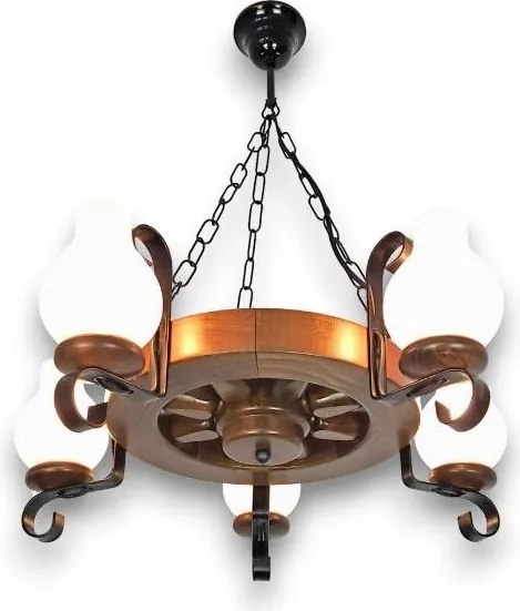 Brilagi - ROATA láncos csillár 5xE14/40W/230V átm. 50 cm bükk/dió