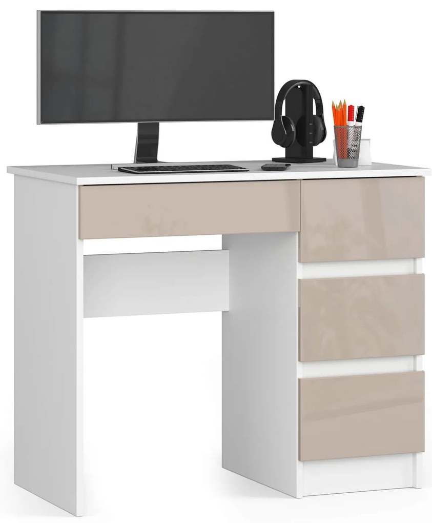 PC asztal Benicio II (fehér + fényes cappuccino) (J). Akció -18%. 1069914