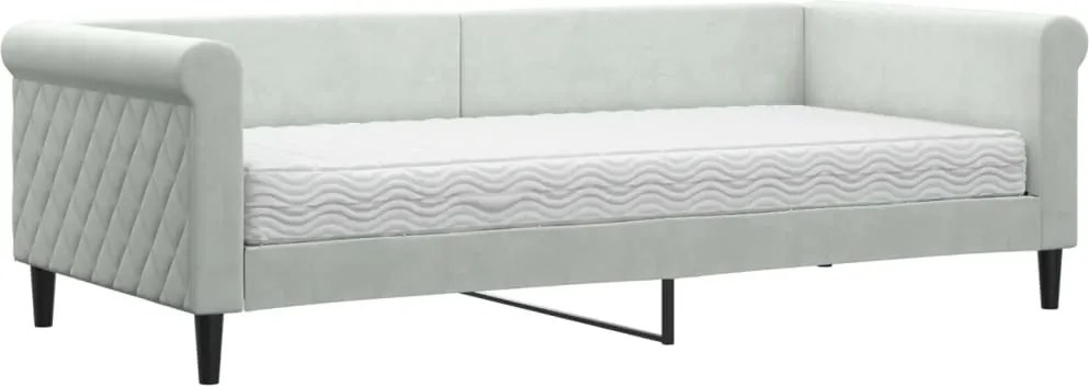 vidaXL világosszürke szövet kanapéágy matraccal 90 x 200 cm