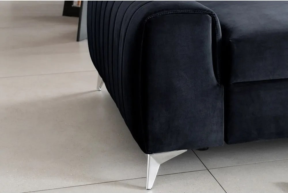 Antracitszürke bársony kinyitható kanapé 261 cm Laurence – ELTAP