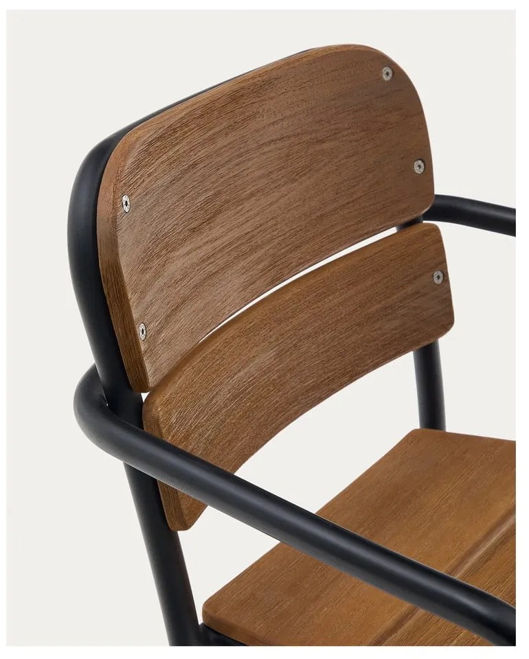 Fekete-barna tömörfa-fém kerti szék Algueret – Kave Home