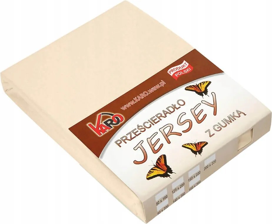 Gumis jersey lepedő 120x200 bézs világos