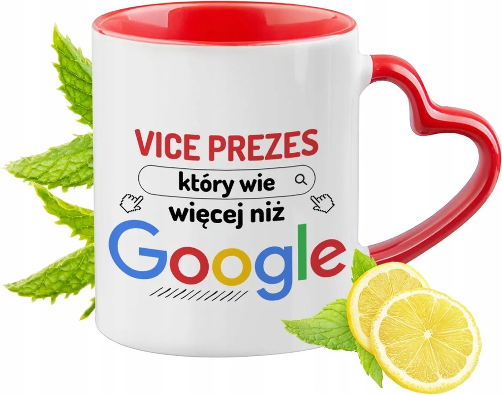 Vice Elnöknek Piros Bögre Szív Alakú Füllel Ajándék