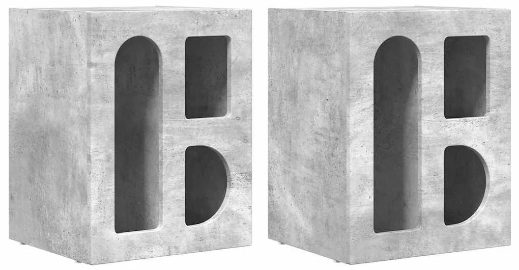 Éjjeli asztal 2 pcs Beton Szürke 40 x 35 x 50 cm Faanyag