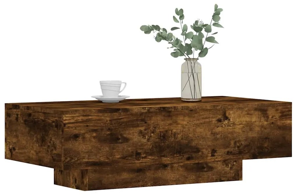 Füstös tölgy színű szerelt fa dohányzóasztal 100x49,5x31 cm