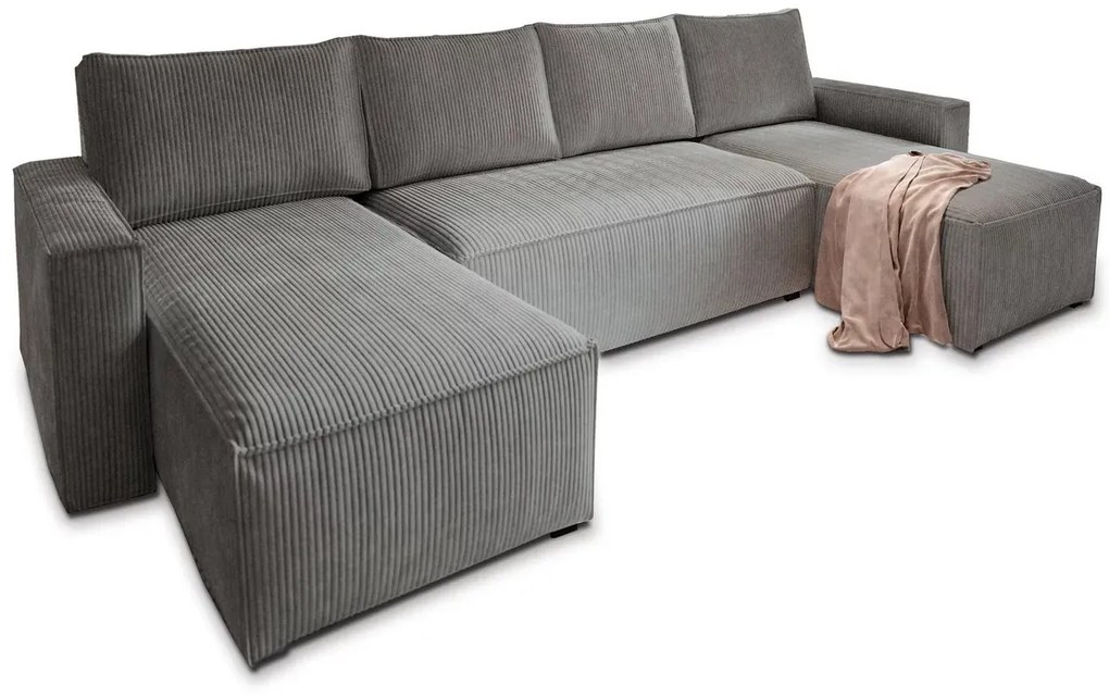 U alakú ülőgarnitúra SMART COSARO 295x140 cm, szürke