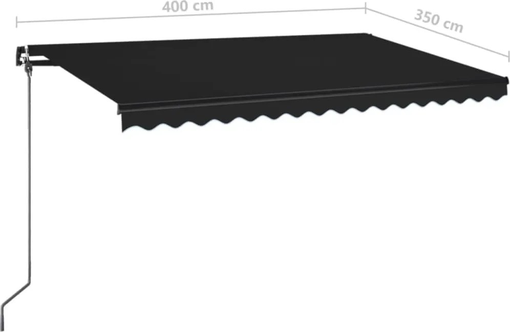 Antracitszürke kézzel kihúzható napellenző 400 x 350 cm
