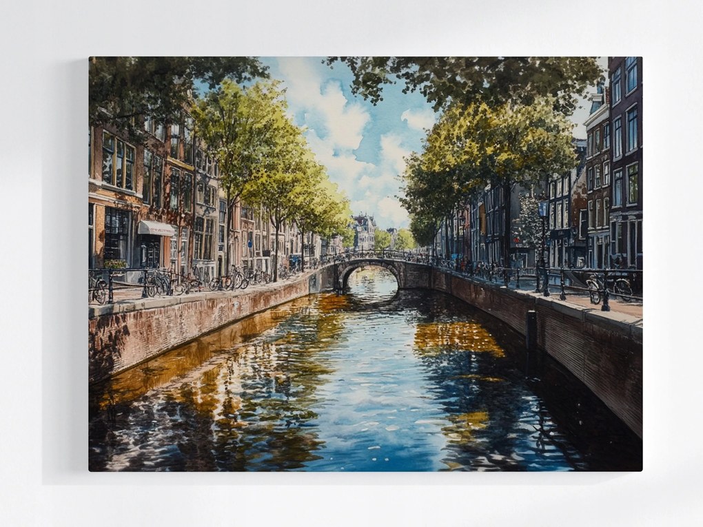 Poszter Kilátás Amszterdam Hollandia Csatorna Híd 100x75