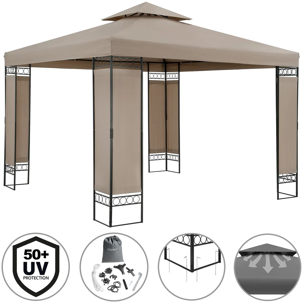 Casaria® Lorca kerti pavilon 3x3 m - taupe