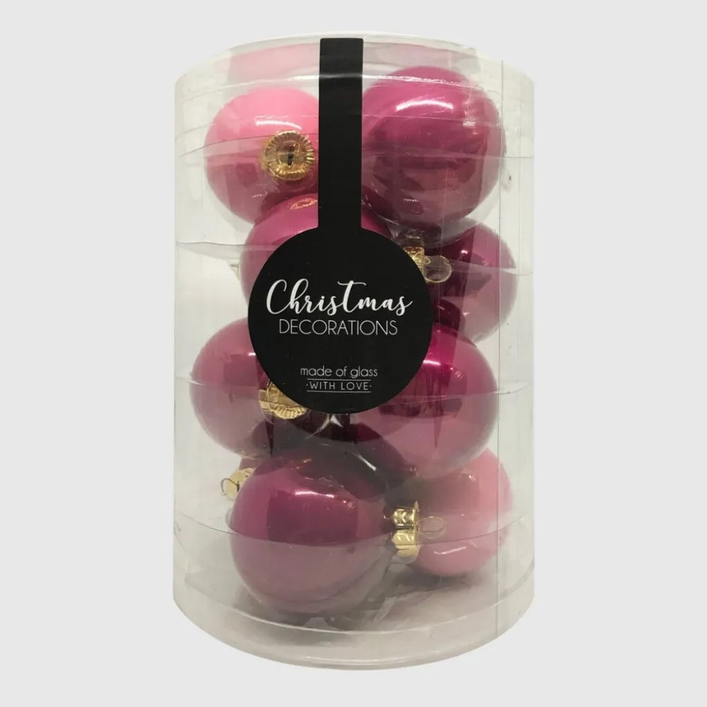 Jolly Spirit rózsaszín üveg karácsonyi gömb szett 12*6cm