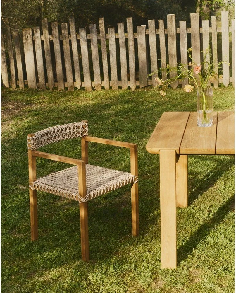 Natúr színű tömörfa-rattan kerti szék szett 2 db-os Giverola – Kave Home