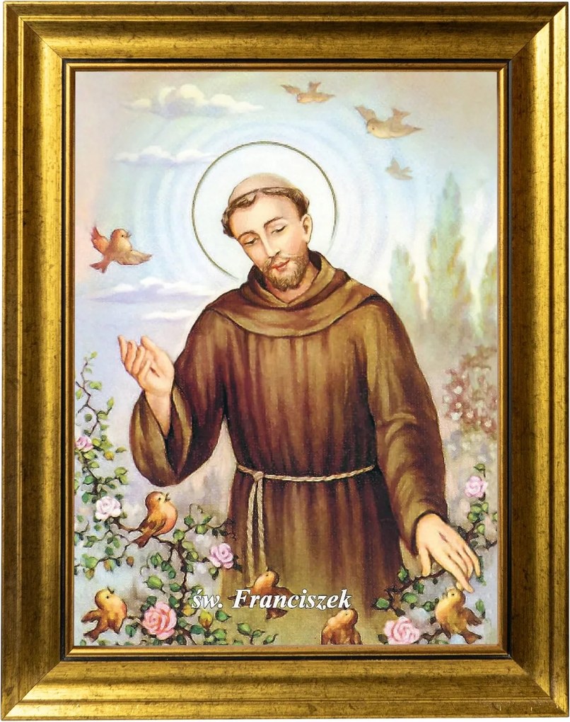 Szent Ferenc Vallásos Kép Arany Díszített Keretben 30X40