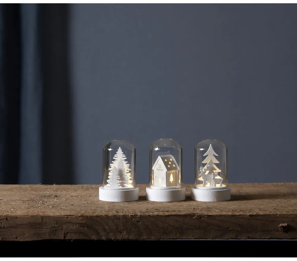 Fehér fénydekoráció készlet karácsonyi mintával 3 db-os ø 5,5 cm Kupol – Star Trading