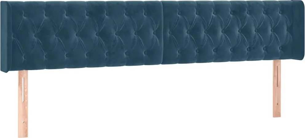 vidaXL sötétkék bársony szárnyas fejtámla 203x16x78/88 cm