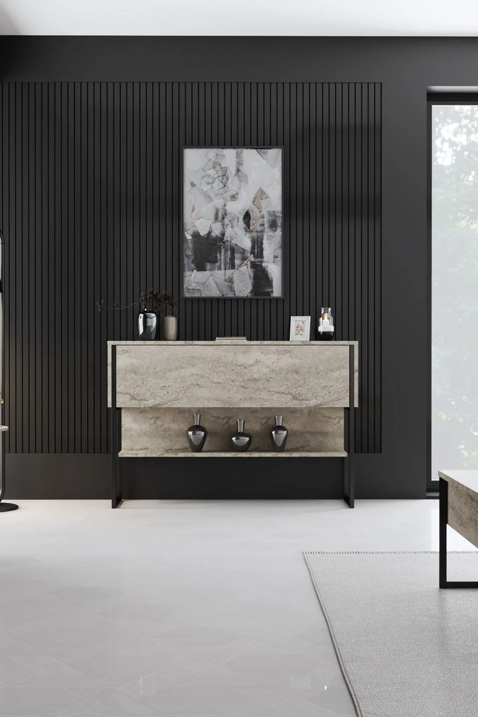 Komód Luxe - Travertine, Black