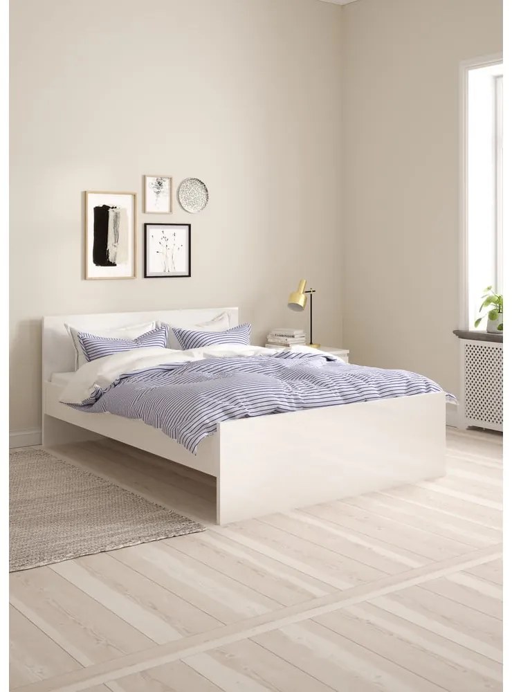 Fehér forgácslemez franciaágy ágyrács nélkül 140x200 cm Naia – Tvilum