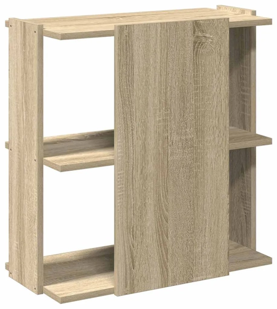 3 szintes sonoma tölgy színű szerelt fa könyvespolc 60x30x60 cm