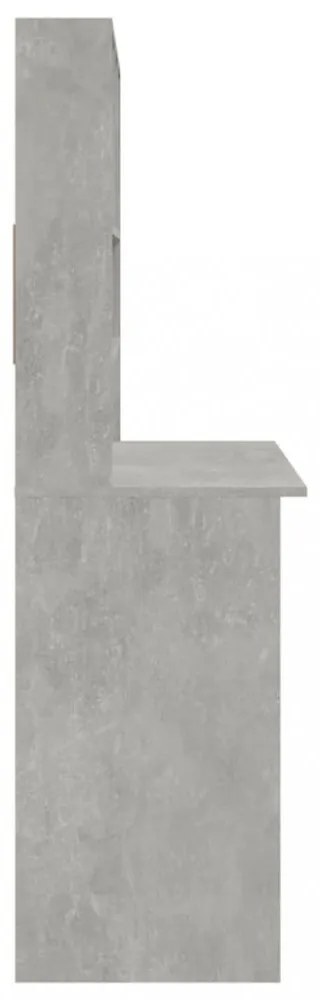betonszürke szerelt fa íróasztal polcokkal 102 x 45 x 148 cm