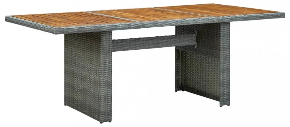 vidaXL 7 részes világosszürke polyrattan kültéri étkezőszett párnákkal