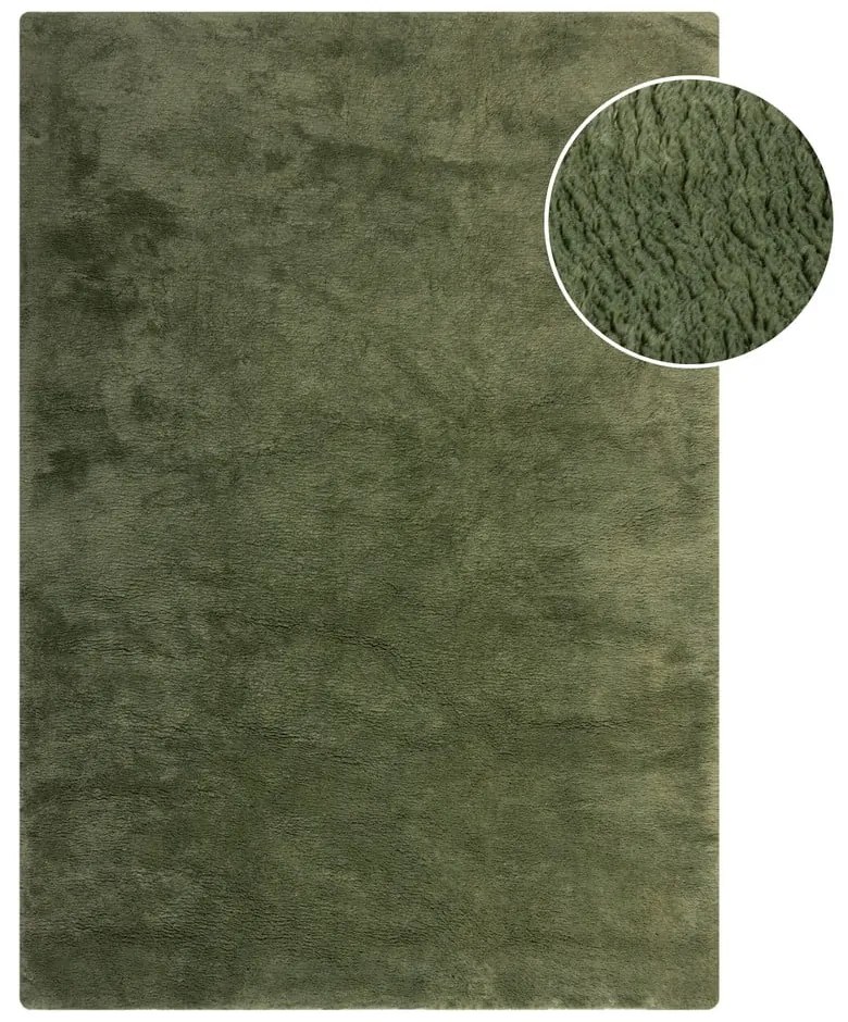 Sötétzöld szintetikus szőrme szőnyeg 120x170 cm Faroe Wool Look Fur – Flair Rugs