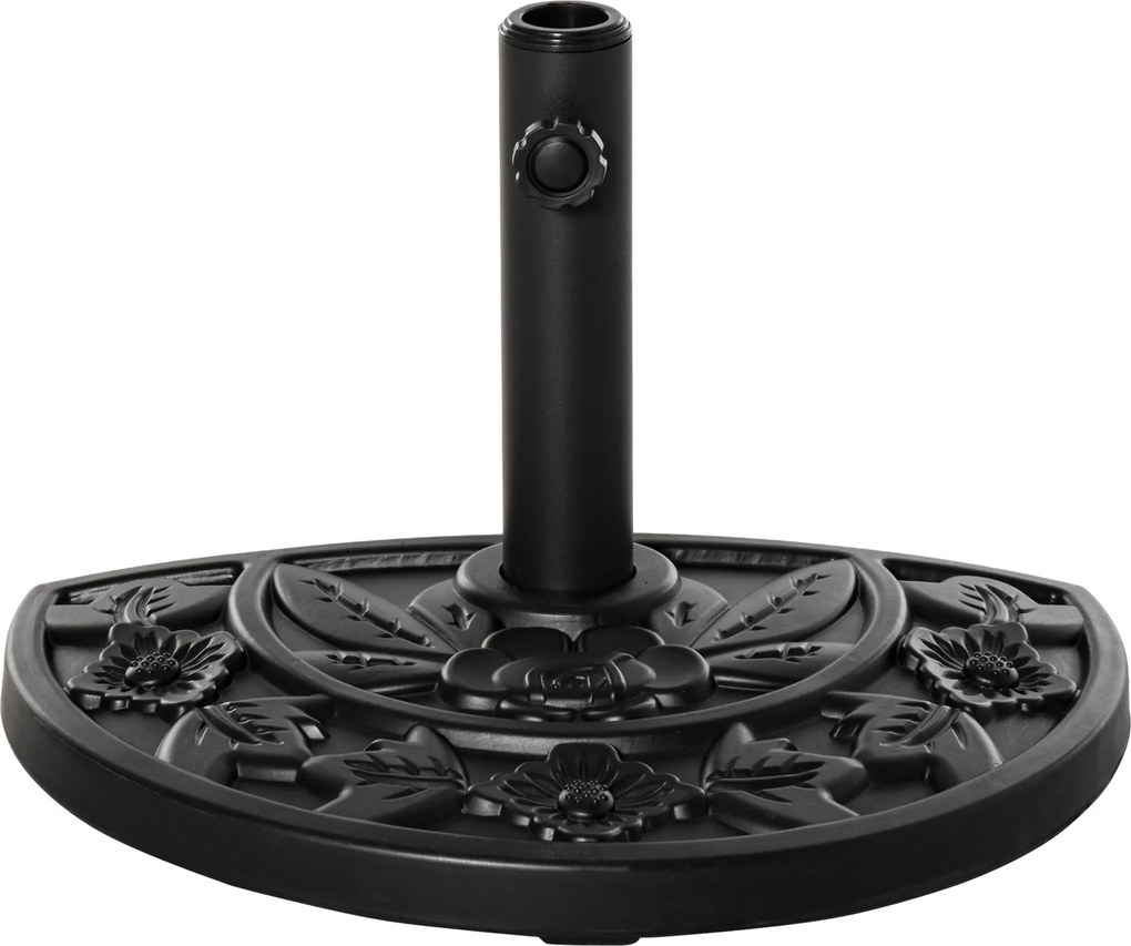 Outsunny 9 kg-os kerti napernyő állvány virágmintával, félkör alakú napernyő tartó, állvány 35/38/48 mm átmérőjű pólushoz, erkélyre, teraszra, kertbe,