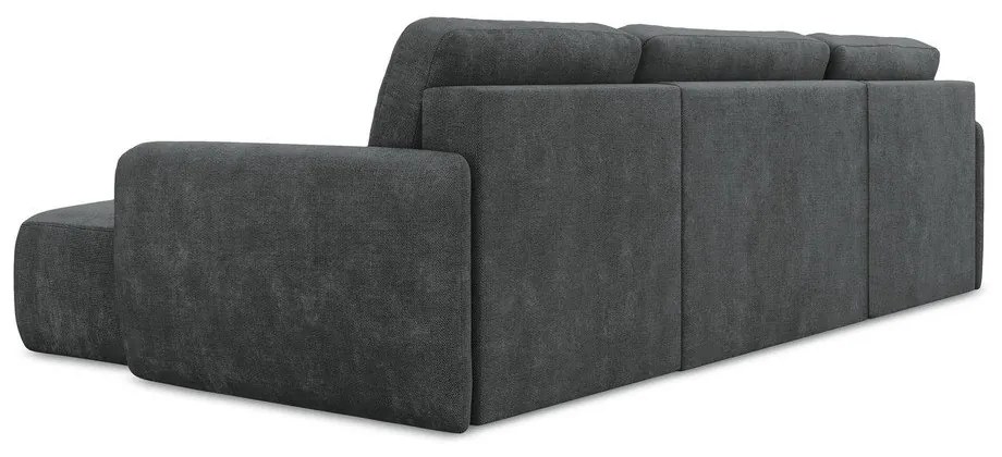 Sötétszürke zsenília kinyitható-tárolóhelyes sarokkanapé (U alakú) Lilo – Makamii