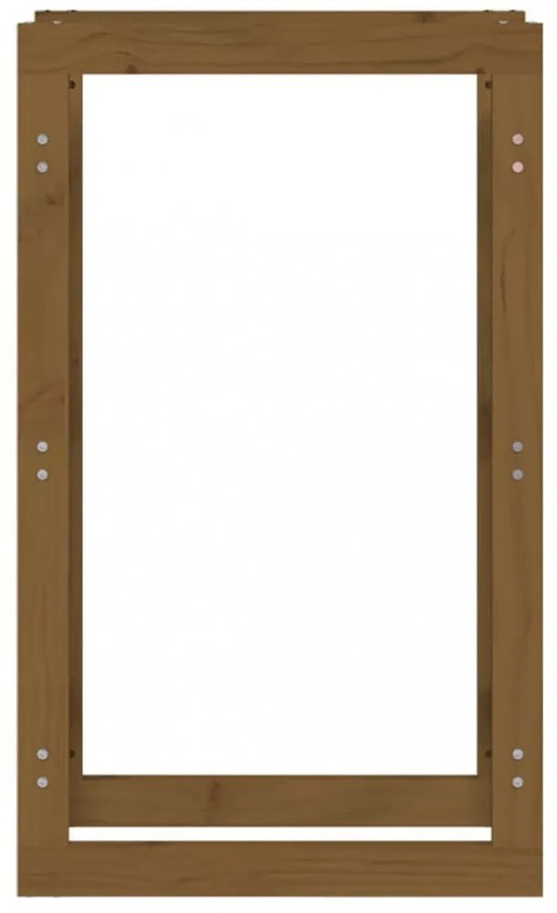 mézbarna tömör fenyőfa tűzifatartó állvány 60 x 25 x 100 cm