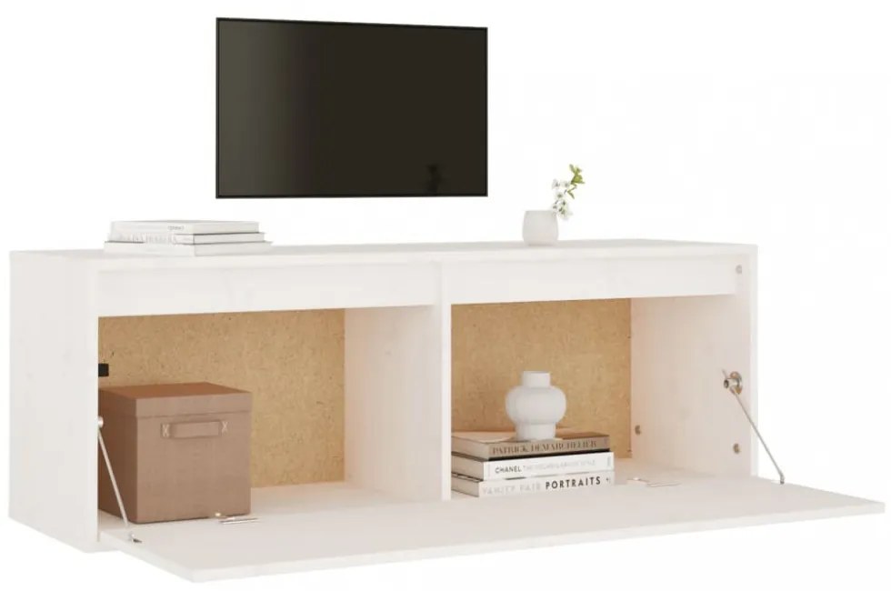 fehér tömör fenyőfa faliszekrény 100 x 30 x 35 cm