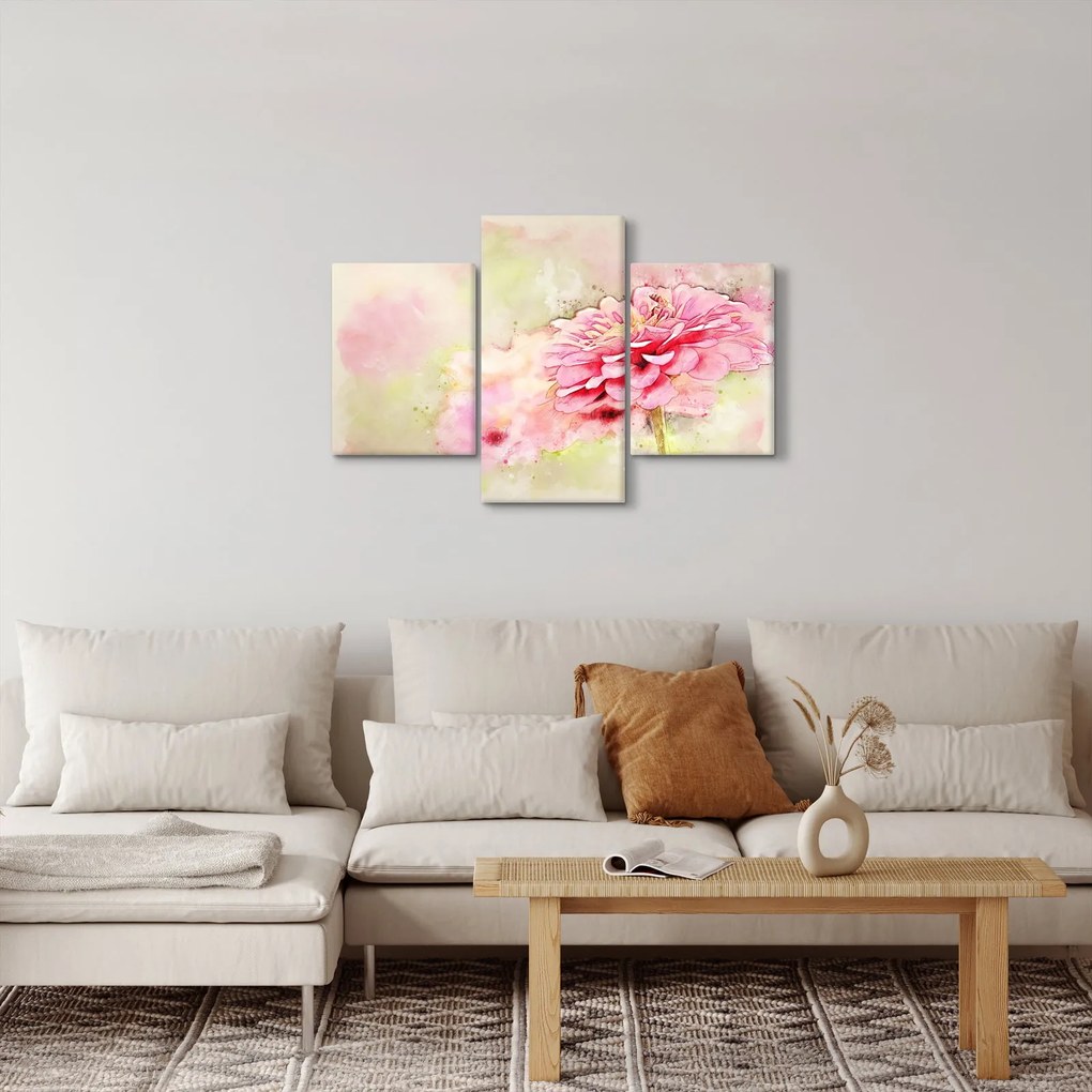 Kép - rózsaszín virág, akvarell (90x60 cm)