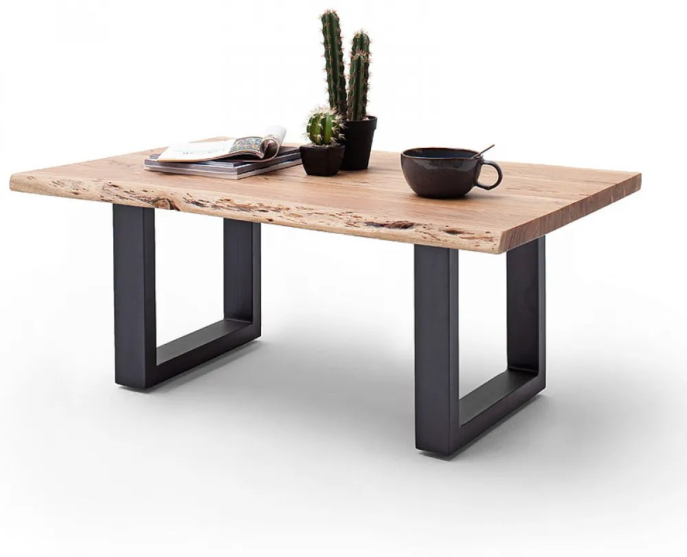 CARTAGENA dohányzó asztal akácfa 110x70cm - U alakú antracit szürke lábbal - Natúr