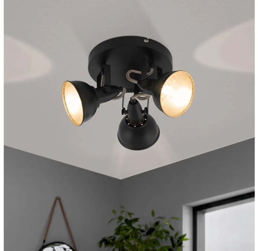 Eglo 75514 - THORNTON spotlámpa 3xE14/28W/230V, fekete/arany