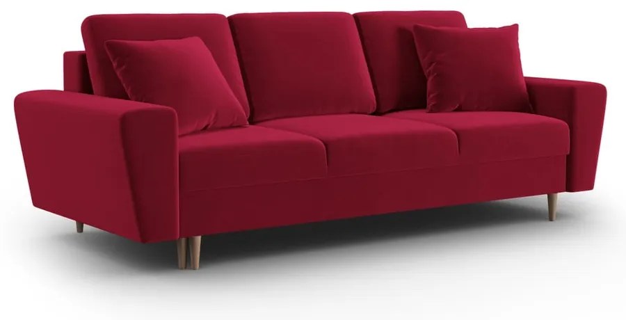 Piros bársony kinyitható tárolóhelyes kanapé 235 cm Kyoto – Cosmopolitan Design