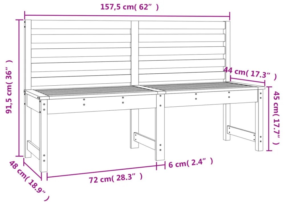 tömör fenyőfa kerti pad 157,5 cm