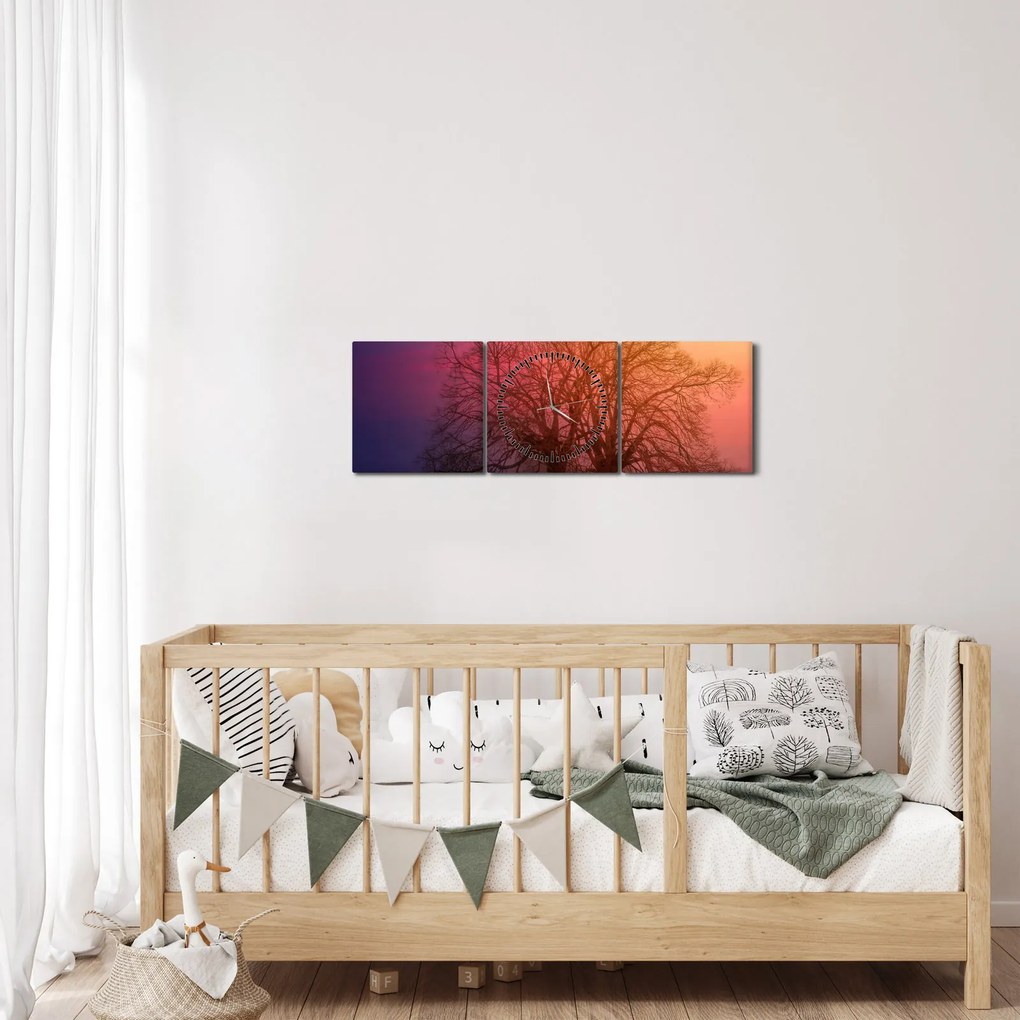 Fák a ködben (órával) (90x30 cm)