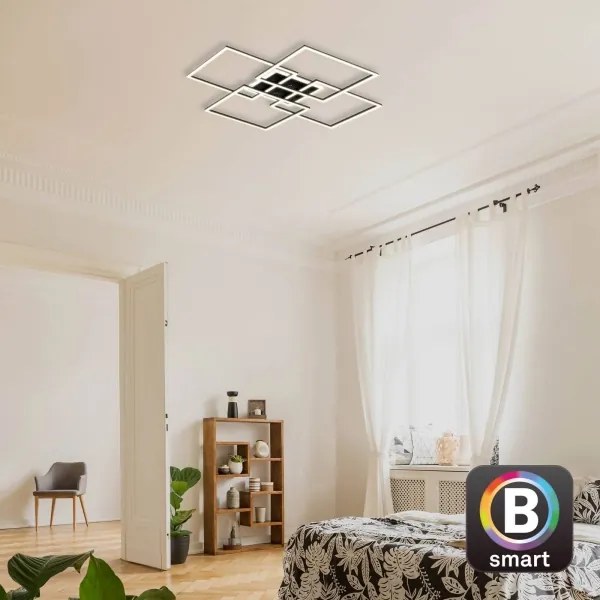 Brilo - LED dimmelhető mennyezeti lámpatest FRAME 50W/230V Wi-Fi Tuya + távirányító 72,4x72,4cm fekete