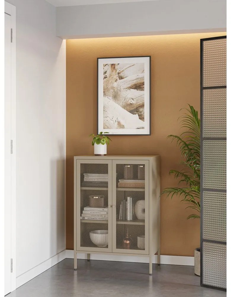 Krémszínű fém szekrény 70x100x40 cm Fayna – Marckeric