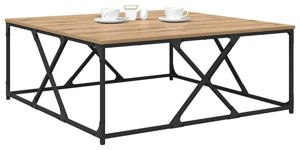 Dohányzóasztal kézműves tölgy 100 x 100 x 40 cm Faanyag