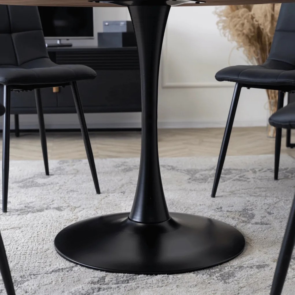 Kerek Étkezőasztal Rusztikus Tölgy/Fekete Színben. LINO 100 cm