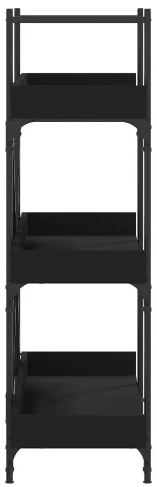 3-szintes fekete szerelt fa könyvespolc 100 x 33 x 108,5 cm