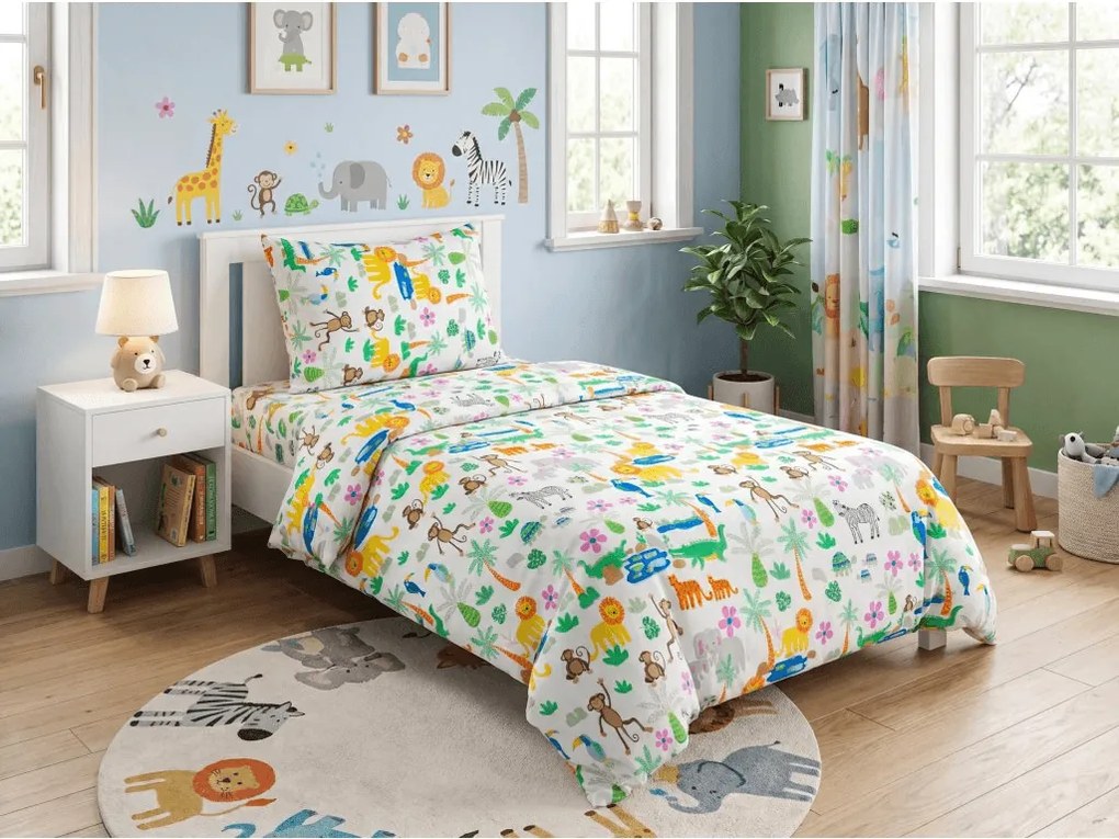 Gyerek pamut ágyneműhuzat JUNGLE DREAM színes, 100% pamut Ágyneműhuzat mérete: 70 x 90 cm | 140 x 200 cm