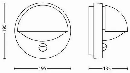 Philips 16246/87/16 June kültéri fali lámpa érzékelővel 19,5 cm, szürke