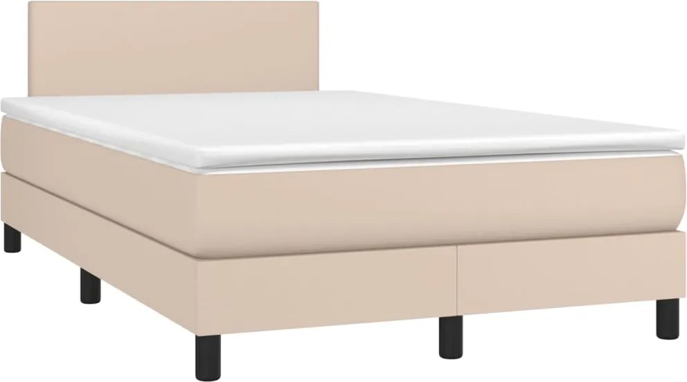 vidaXL cappuccino színű műbőr rugós ágy matraccal 120 x 190 cm