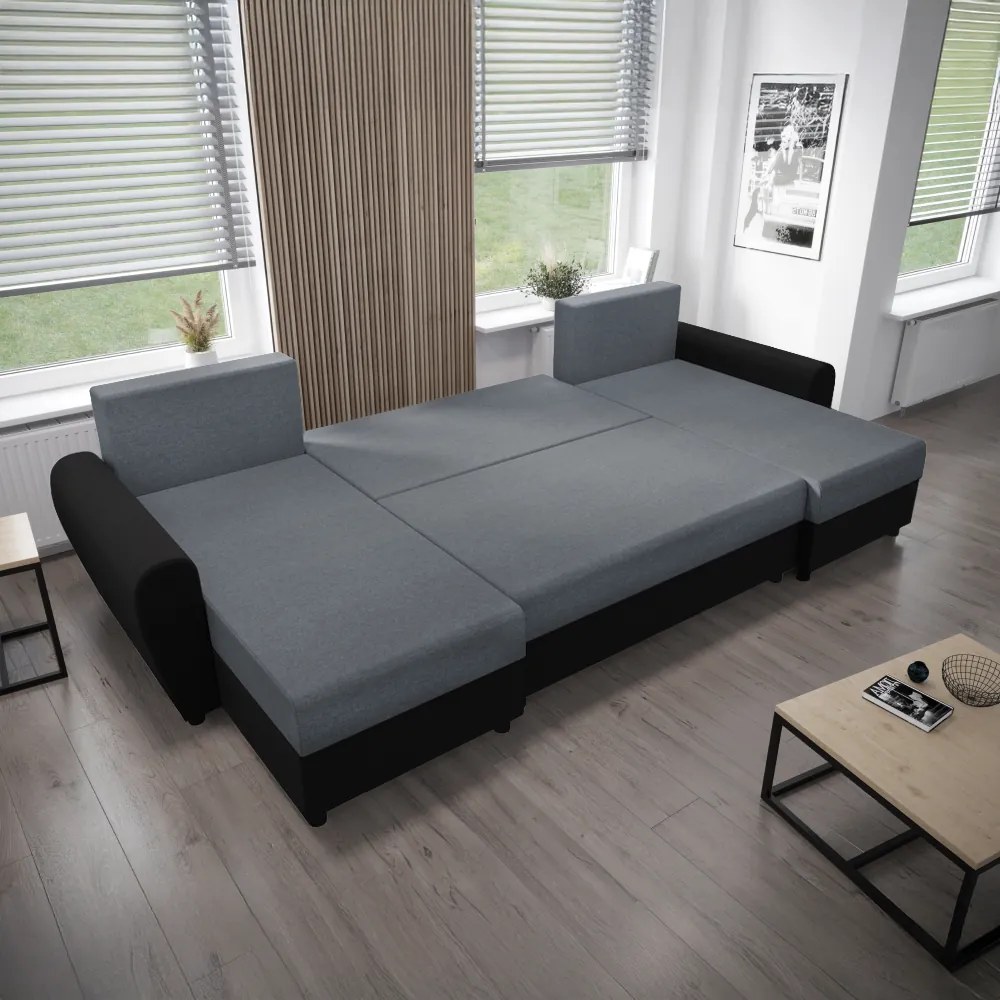 Univerzális ülőgarnitúra, szürke/fekete, DAKAR NEW U